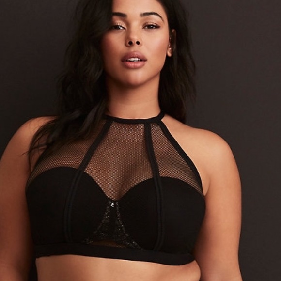 Torrid Sheer See through Mesh High Neck Bralette - Picture 2 of 6